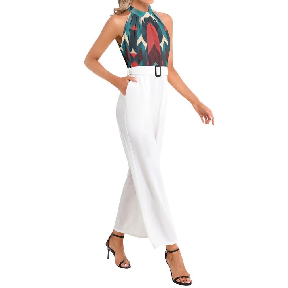 Women’s Jumpsuit Halter Top with Belt, Stylish and Fresh, Brand New, Never Worn